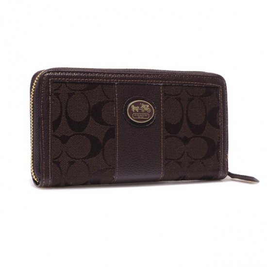 Coach Zippy In Signature Large Coffee Wallets BLR | Women - Click Image to Close